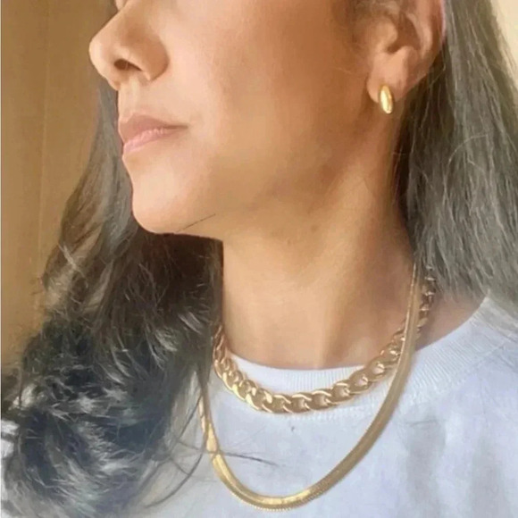 Golden Stud Earrings | 18k Gold Plated - Picture 4 of 5